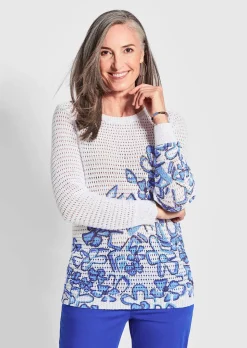 Ajourpullover mit Druck