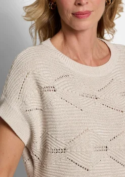 Ajour-Pullover mit feinem Glanz