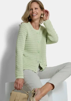 Ajour-Strickjacke aus reiner Baumwolle