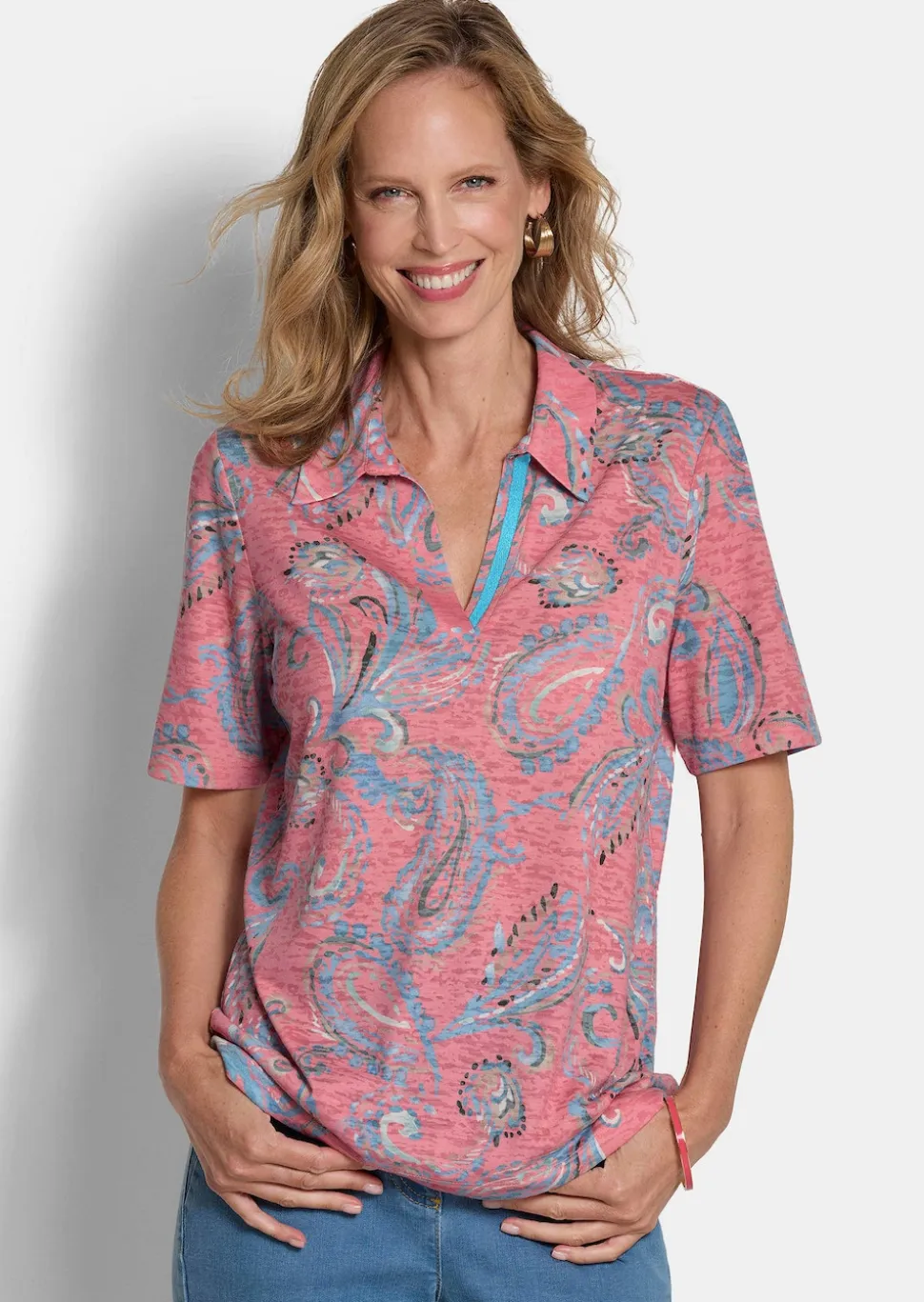 Ausbrenner-Shirt mit Polokragen