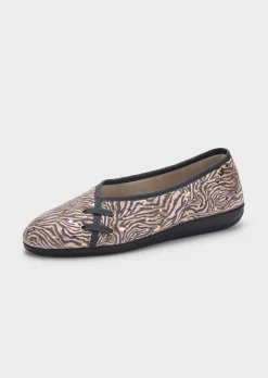 Ballerina-Hausschuhe mit Animal Print