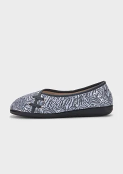 Ballerina-Hausschuhe mit Animal Print