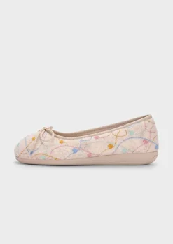 Ballerina-Hausschuhe mit zarter Stickerei