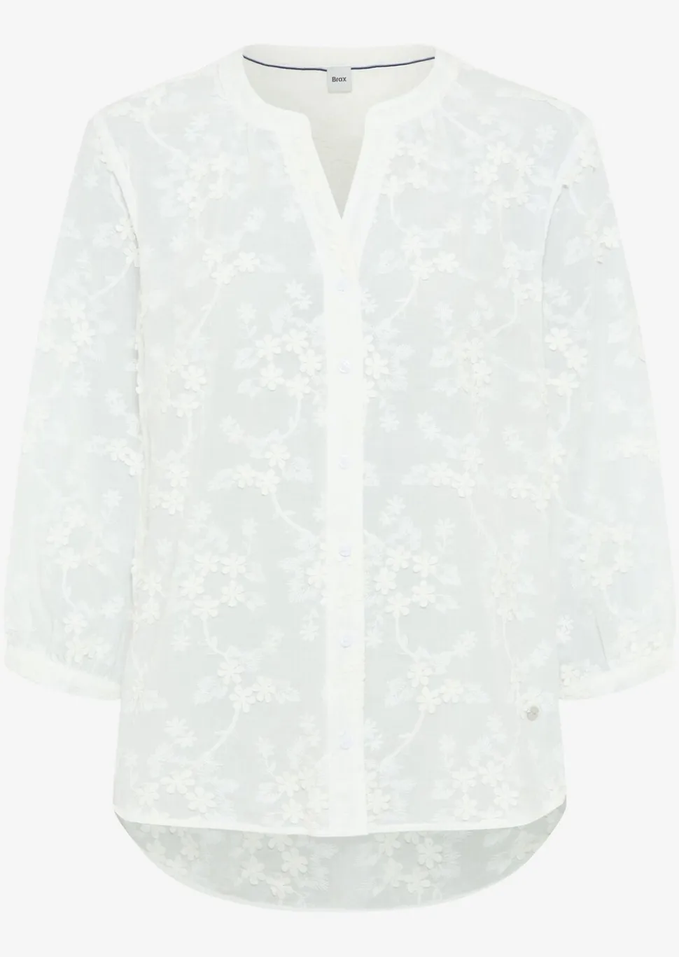 Baumwollbluse mit aufgesetzten Blüten