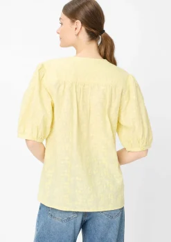 Baumwollbluse mit Blütenstickerei