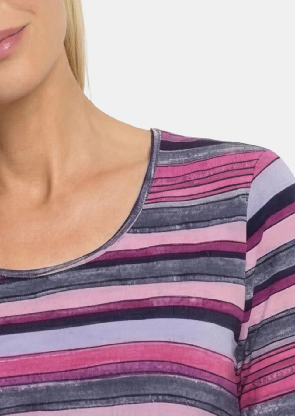 Baumwollshirt mit künstlerischem Streifendessin