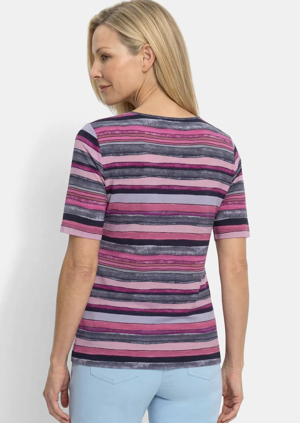 Baumwollshirt mit künstlerischem Streifendessin