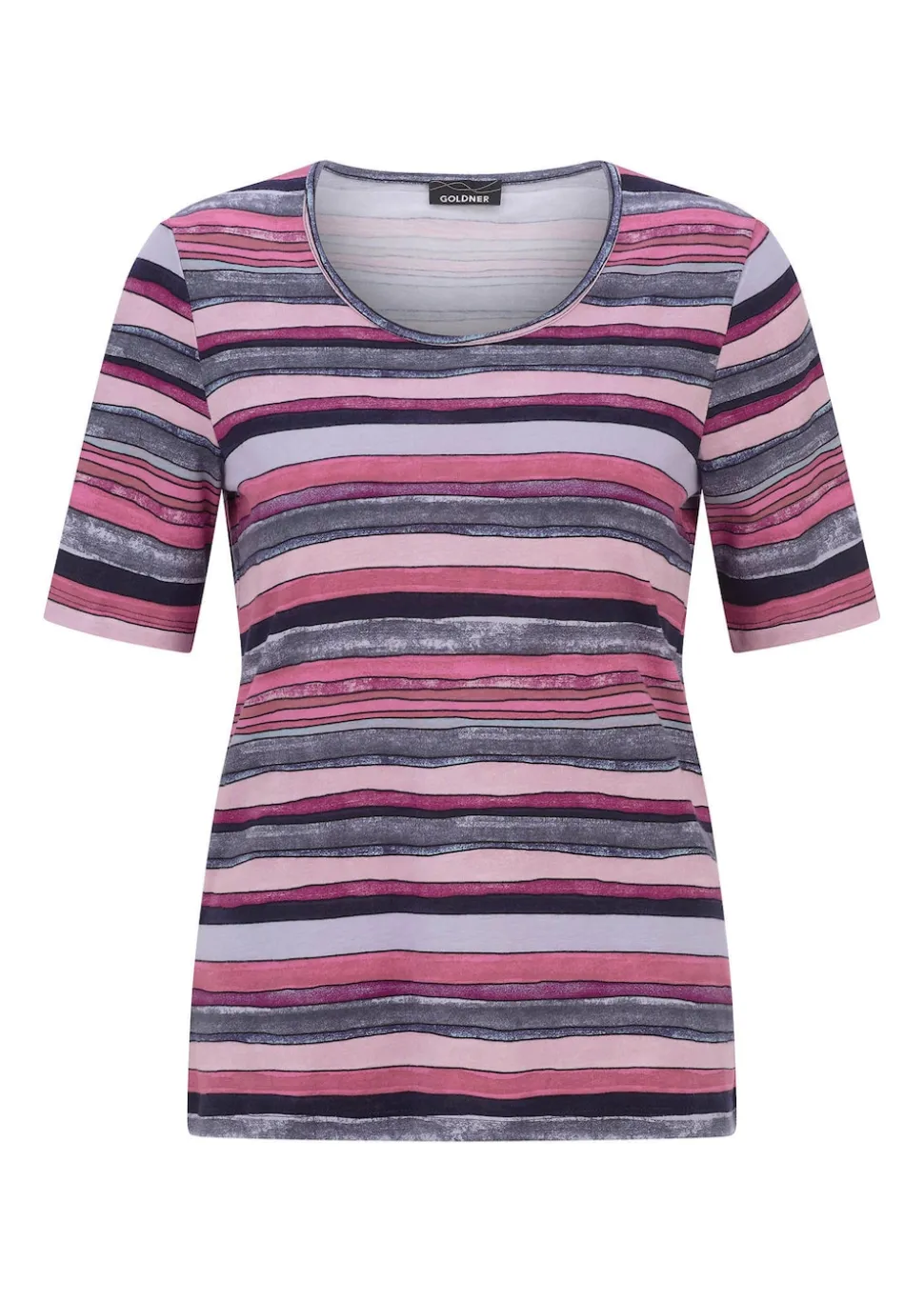 Baumwollshirt mit künstlerischem Streifendessin