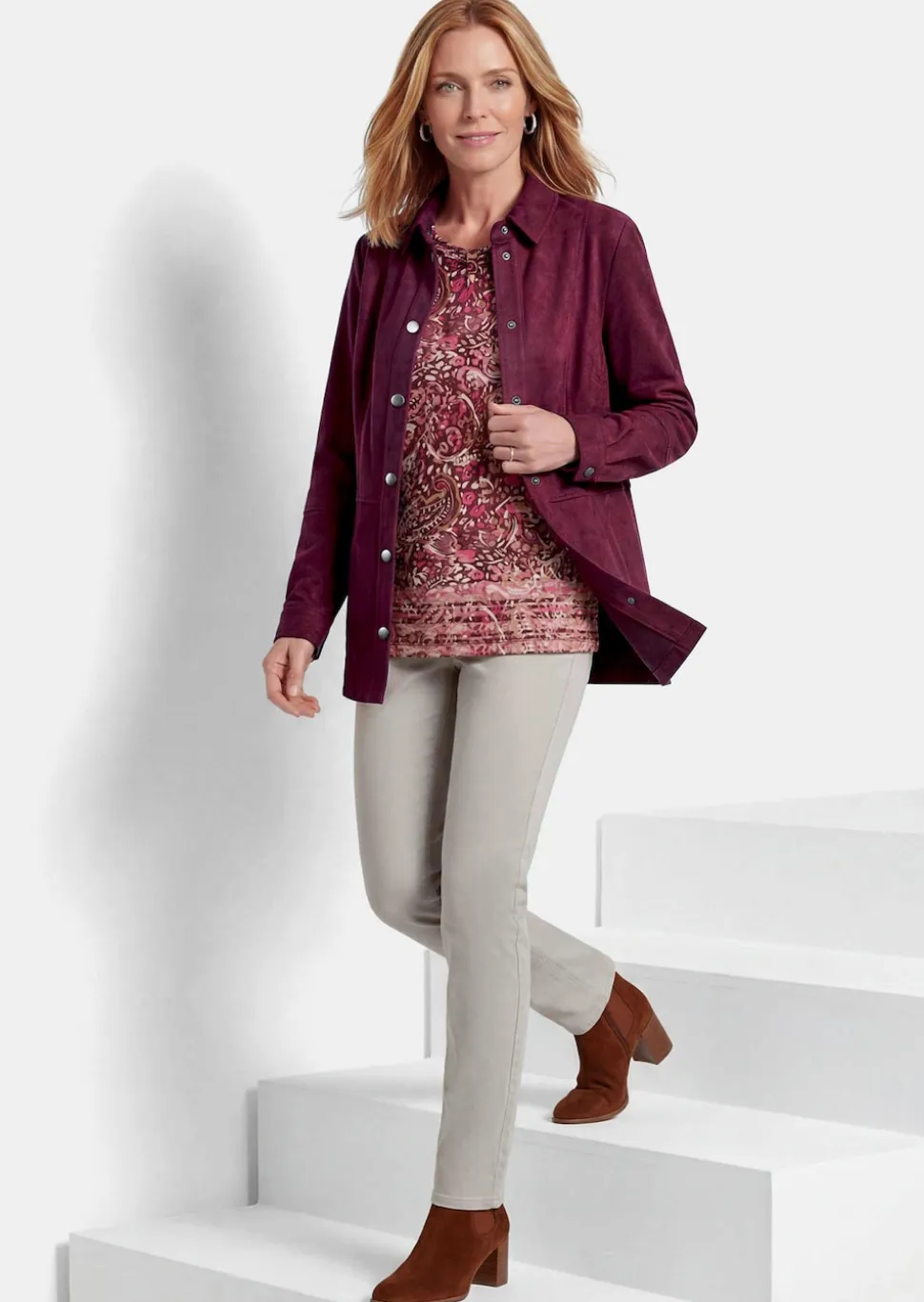 Bequeme Hemdjacke in Veloursleder-Optik