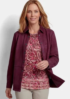Bequeme Hemdjacke in Veloursleder-Optik