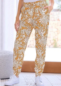 Bequeme Jogginghose mit Blätter-Print