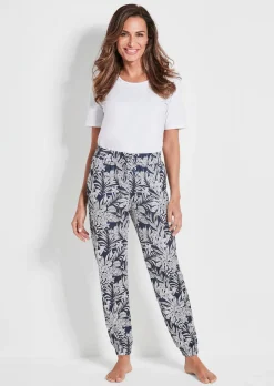 Bequeme Jogginghose mit Blätter-Print