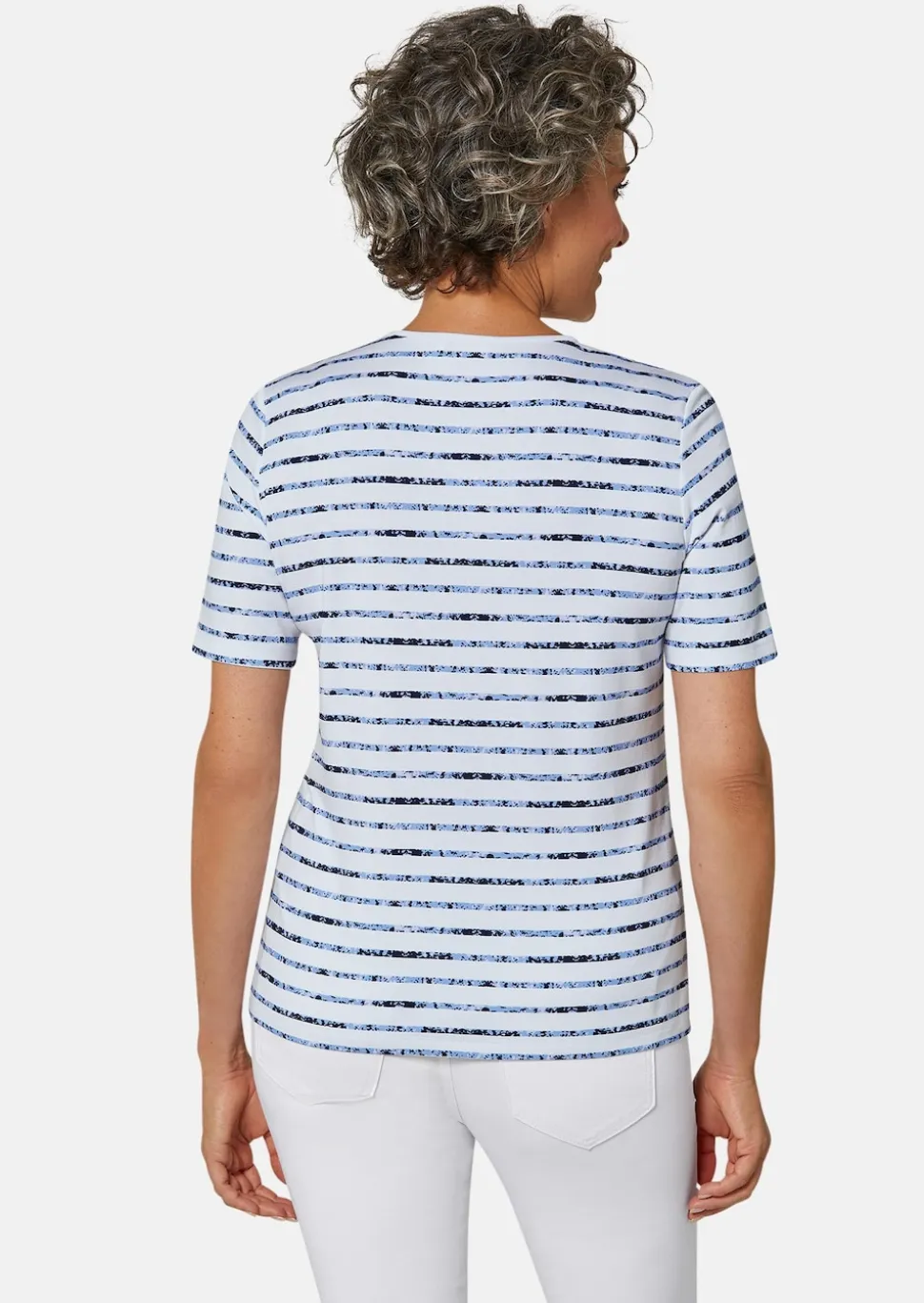 Bequemes Druckshirt in Blumen-Ringeloptik