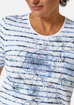 Bequemes Druckshirt in Blumen-Ringeloptik