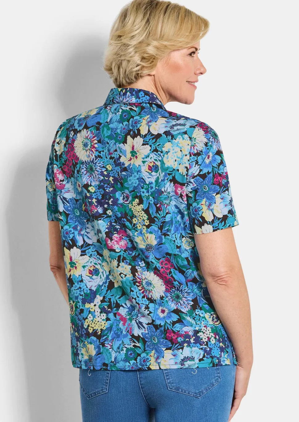 Bügelfreie Hemdbluse mit Blumenmuster