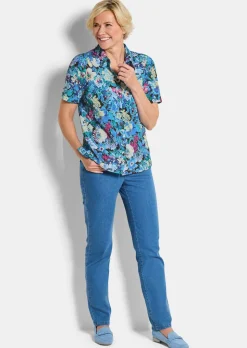 Bügelfreie Hemdbluse mit Blumenmuster