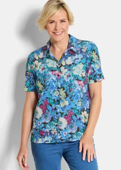 Bügelfreie Hemdbluse mit Blumenmuster