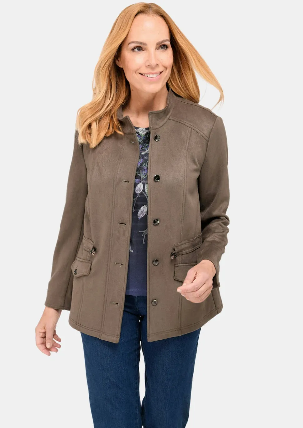 Blazer in weicher Velourslederoptik