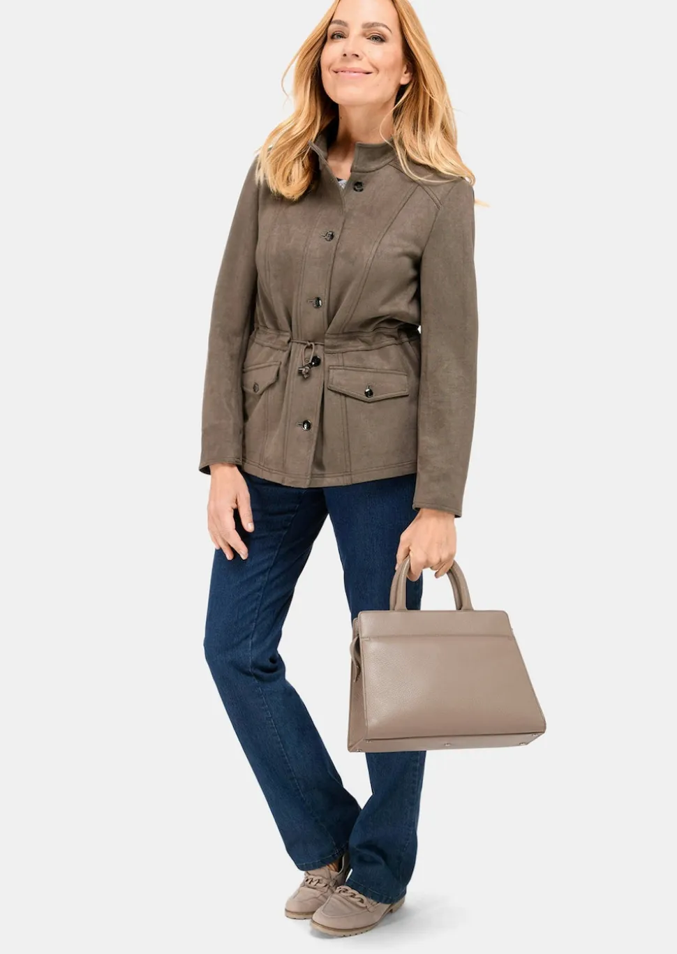 Blazer in weicher Velourslederoptik