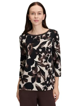 Blumenshirt aus dichter Strukturware