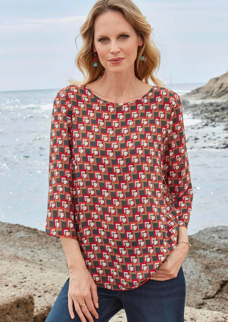Bluse 3/4-Arm mit grafischem Druck