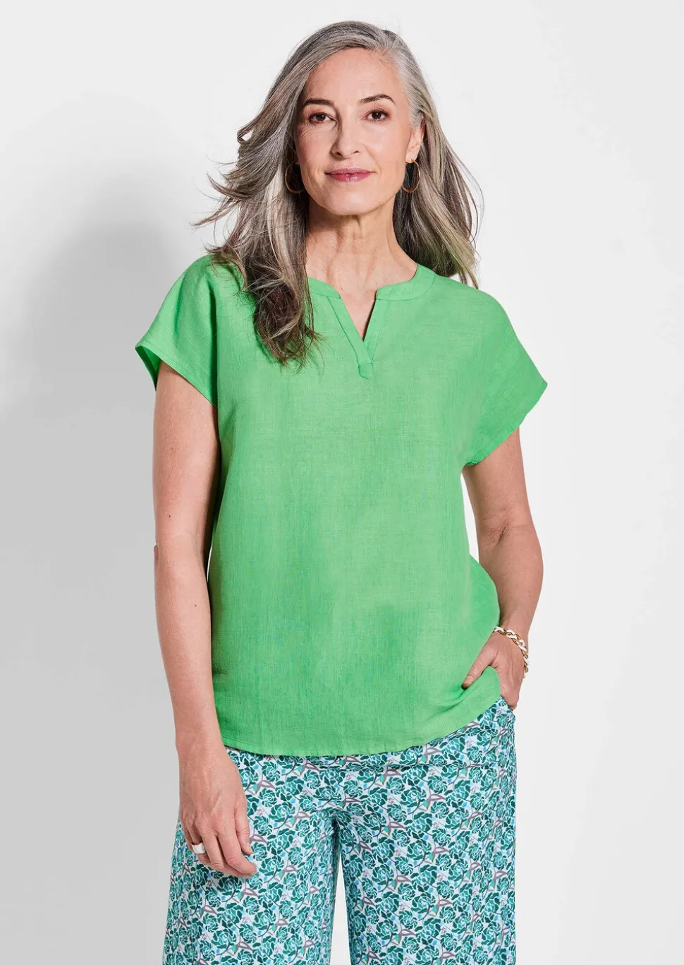 Bluse aus Baumwoll-Leinen-Mischung