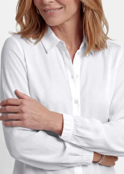 Bluse aus Viskose-Satin mit Gummibündchen