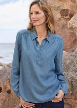 Bluse Denim in Tencel-Qualität