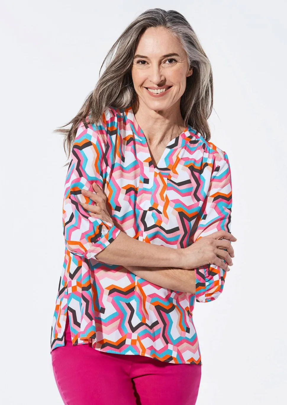 Bluse im Tunikastil