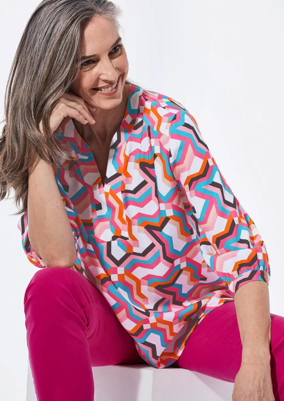 Bluse im Tunikastil