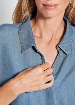 Bluse in Denim-Optik