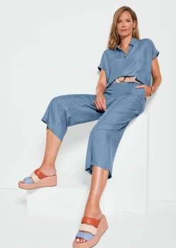 Bluse in Denim-Optik