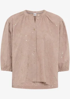 Bluse mit Blütenstickerei und Pailletten