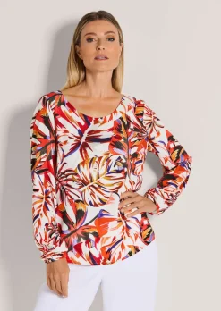 Bluse mit Blätter-Print