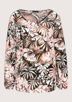 Bluse mit Blätterprint