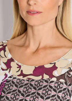 Bluse mit Blumenprint und Bordüre