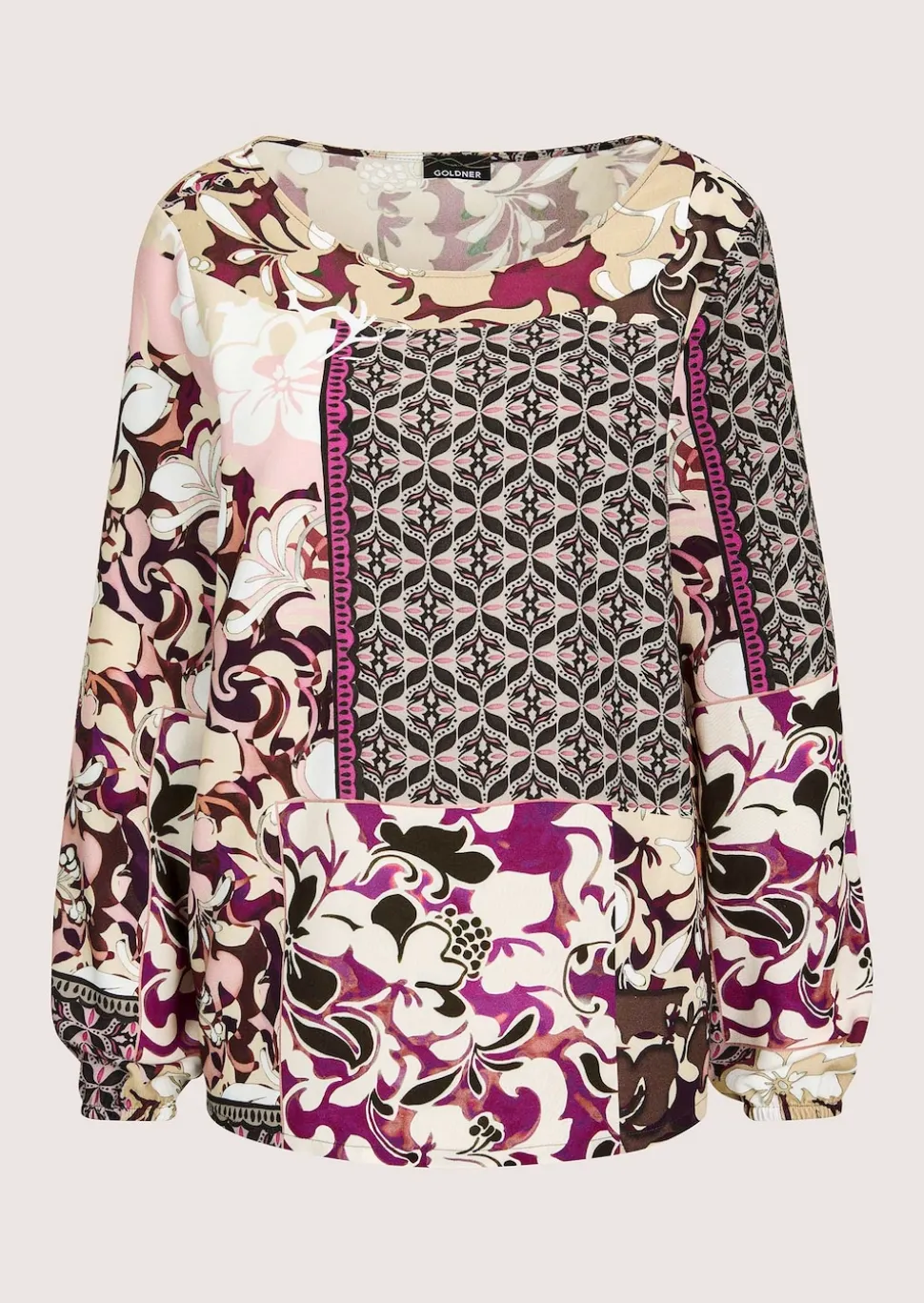 Bluse mit Blumenprint und Bordüre