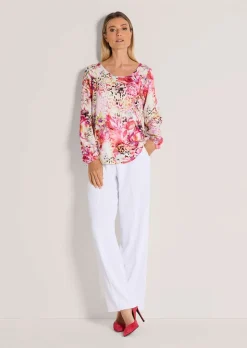 Bluse mit Blumen und Leo Print