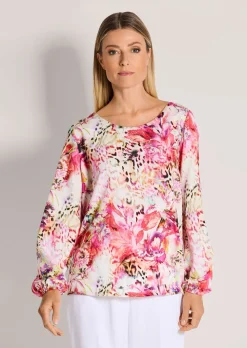 Bluse mit Blumen und Leo Print