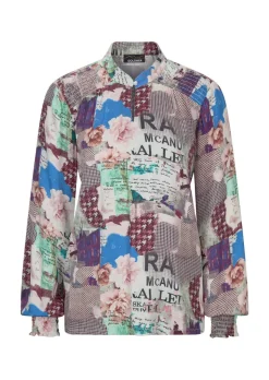 Bluse mit Stehkragen aus Viskose-Satin