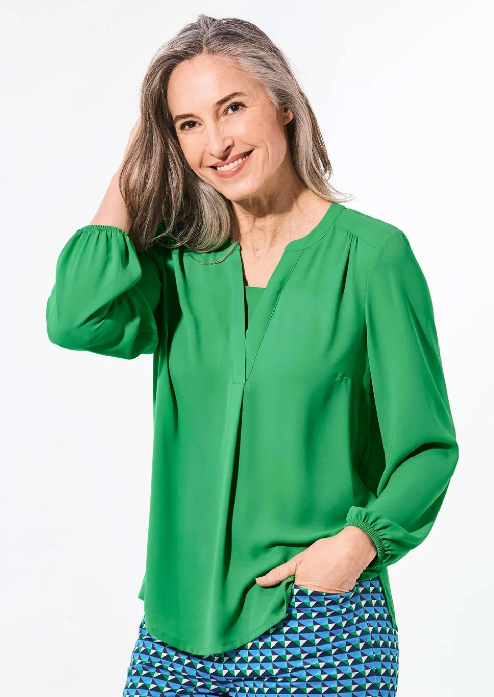 Bluse mit Tunika Ausschnitt
