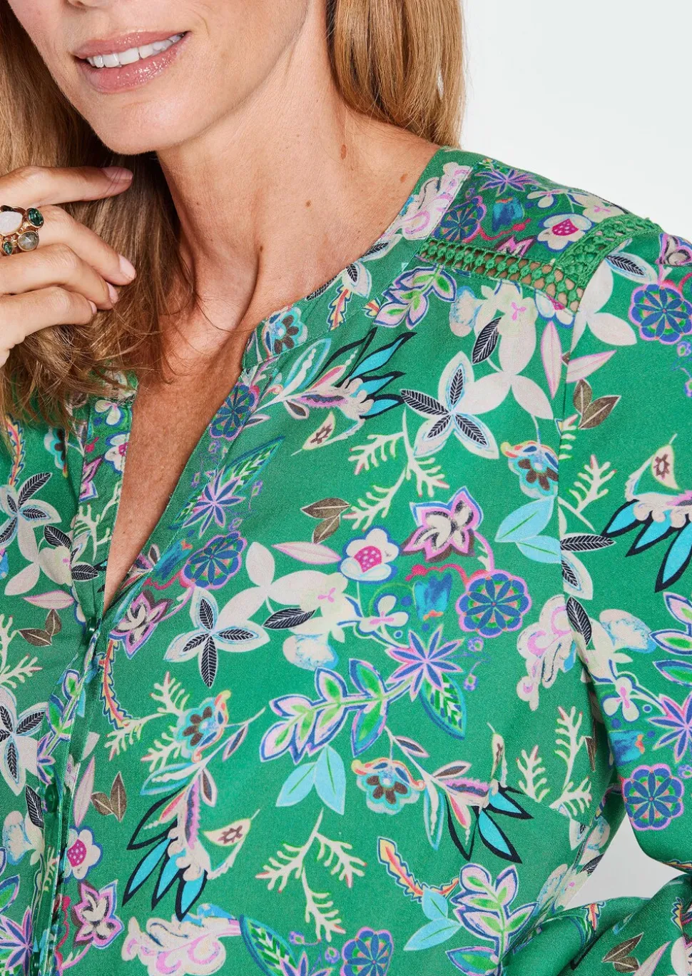 Bluse mit weiten Ärmeln & Paisley-Muster