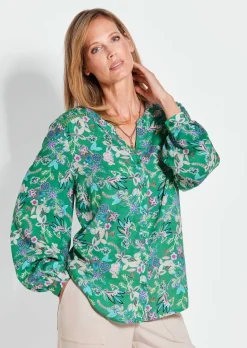 Bluse mit weiten Ärmeln & Paisley-Muster