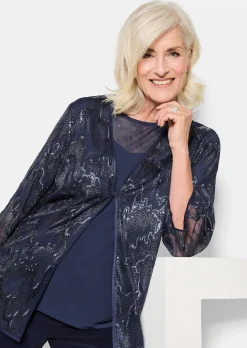 Blusenjacke mit Stickerei und Pailletten
