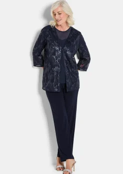 Blusenjacke mit Stickerei und Pailletten