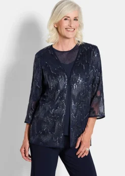 Blusenjacke mit Stickerei und Pailletten