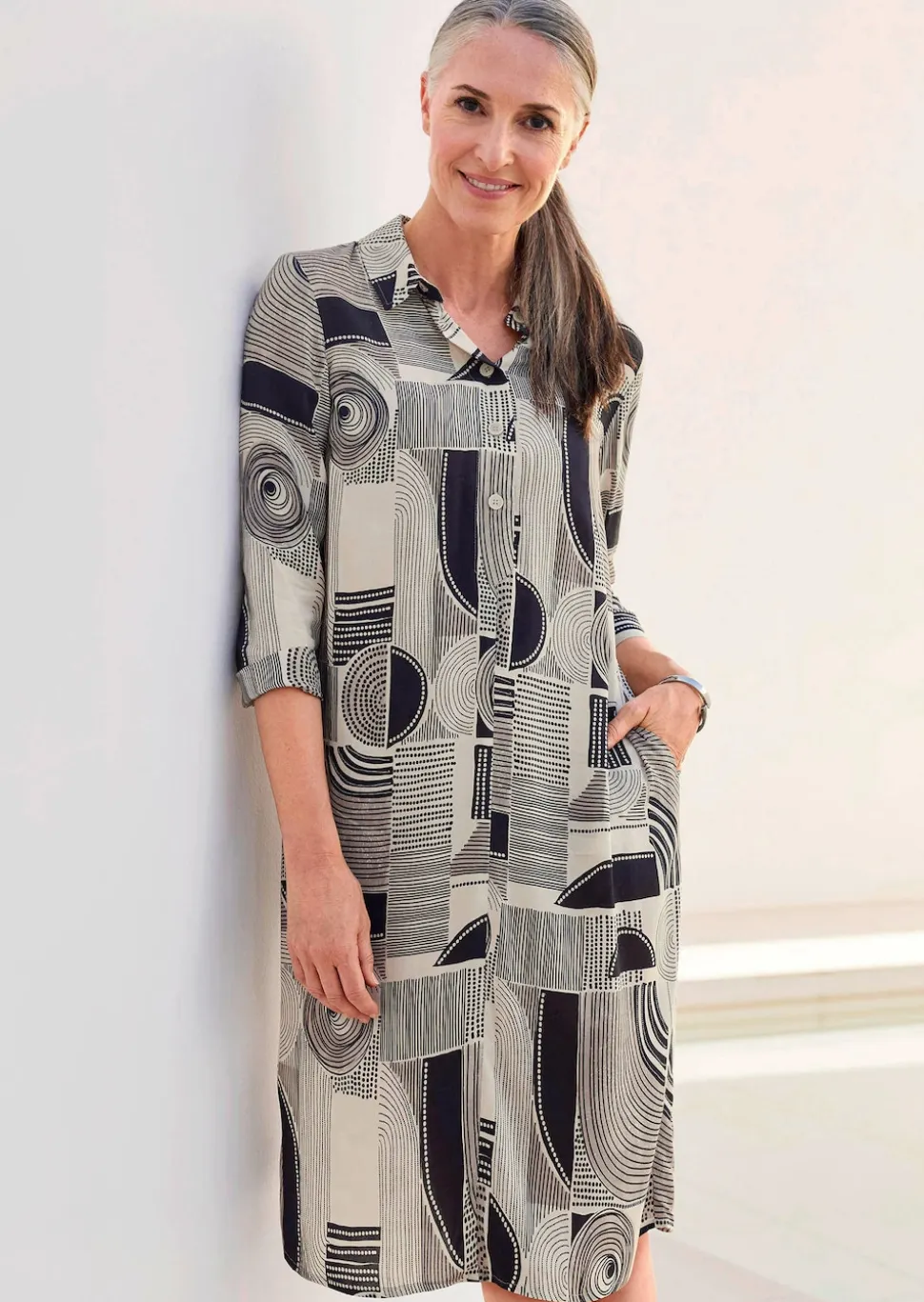Blusenkleid mit Alloverdruck