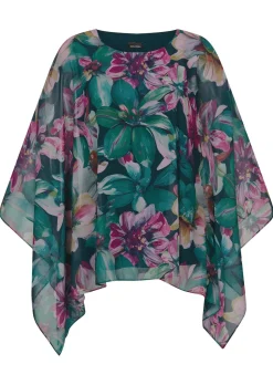 Blusenshirt mit Überwurf aus Chiffon
