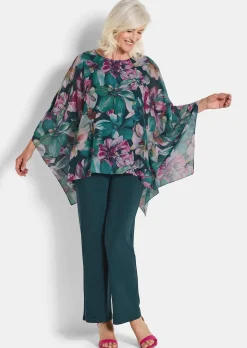 Blusenshirt mit Überwurf aus Chiffon