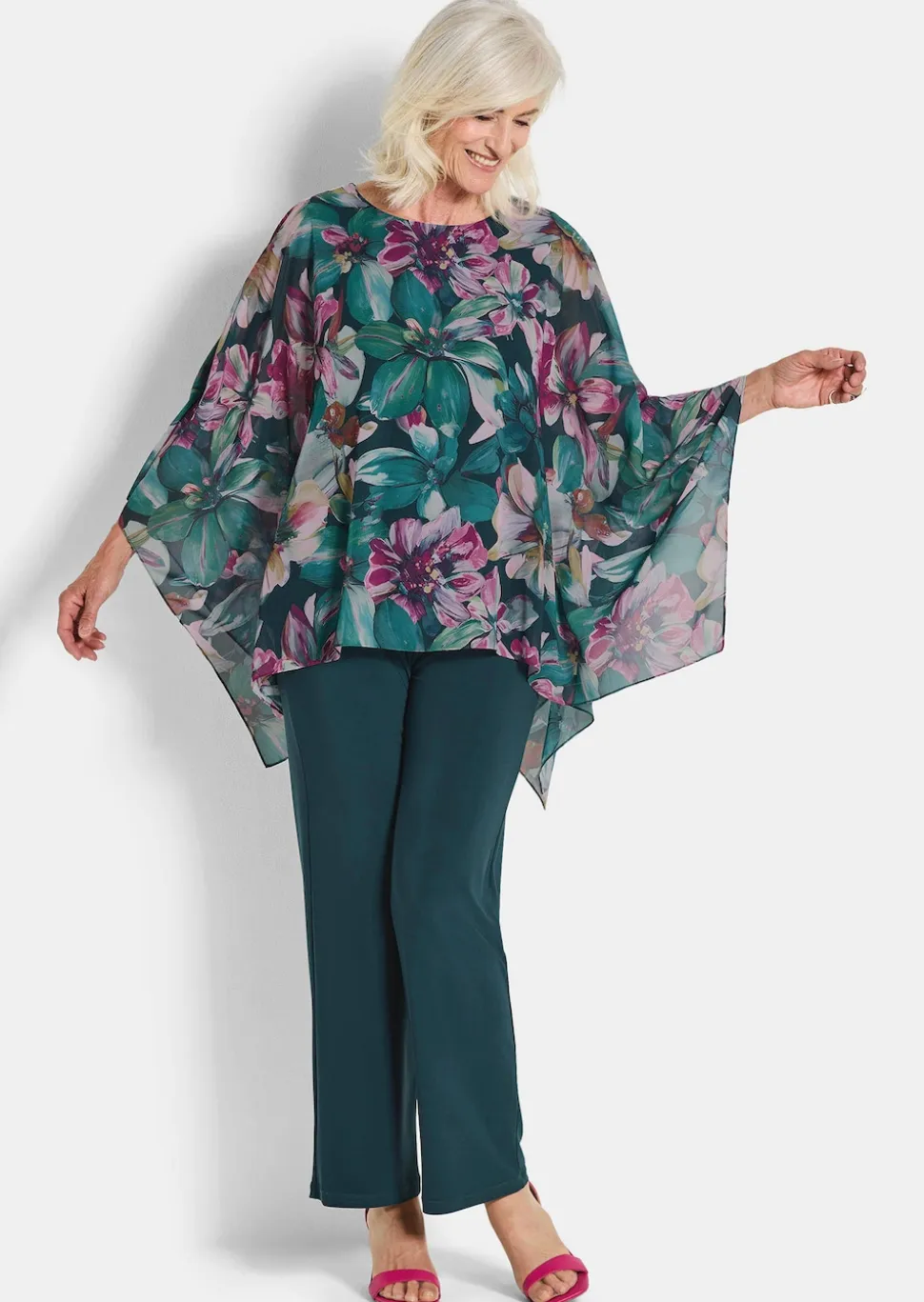 Blusenshirt mit Überwurf aus Chiffon